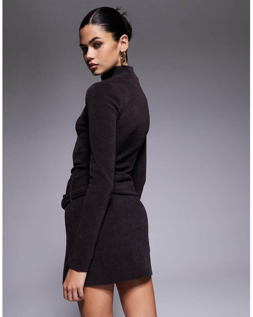 ASOS Black High Neck Cord Mini Dress With Hardware
