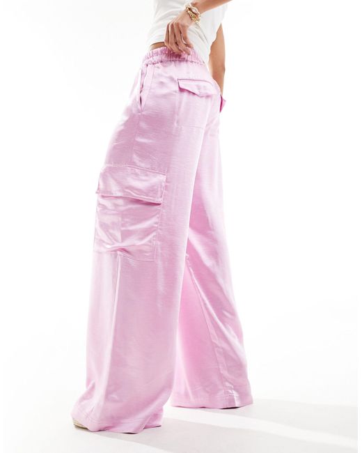 French Connection Pink Cargo Satin Trousers