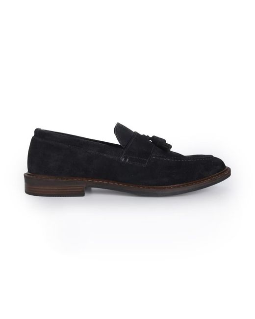 Thomas Crick Black 'Clinton' Leather Tassel Formal Loafer Shoes for men