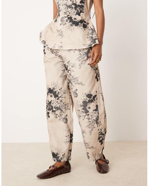 ASOS Natural Barrel Leg Trousers