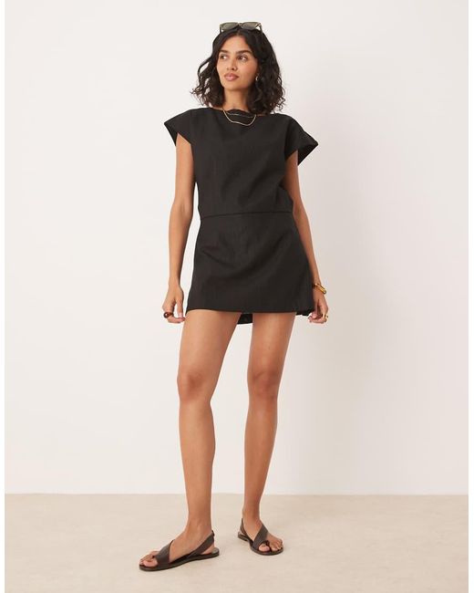Vrg Grl Black Cameron Linen Mini Shift Dress
