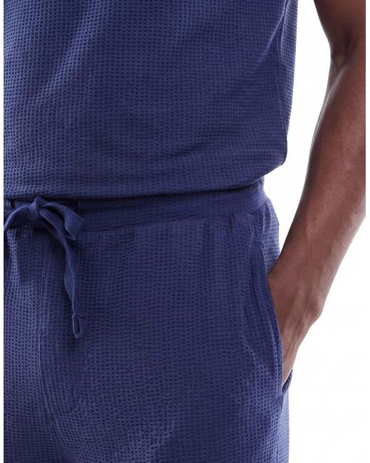 Only & Sons Blue Waffle Short Co-ord for men