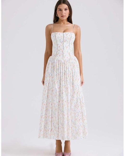 House Of Cb White Ysabella Cotton Maxi Sundress