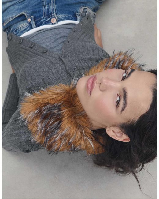 Gilet en maille avec col en fausse fourrure - foncé Stradivarius en coloris Blue