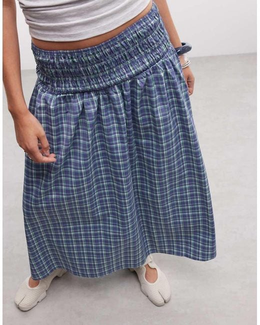 Collusion Blue Channelled Waistband Maxi Skirt