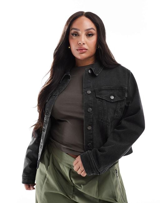 ASOS Women's Black Asos Design Curve Denim Western Jacket