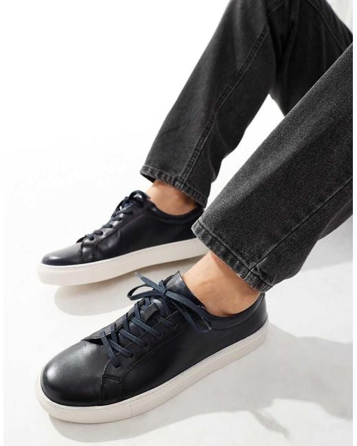 River Island Black Leather Trainers for men