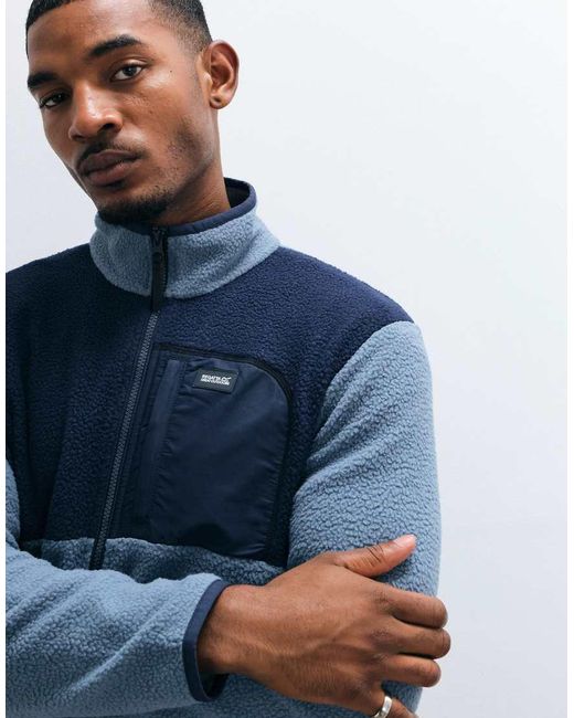 Regatta Blue Frankie Borg Colour Block Cosy Fleece for men