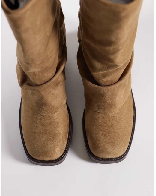 ASOS Natural Carrie Fold Over Slouch Boot