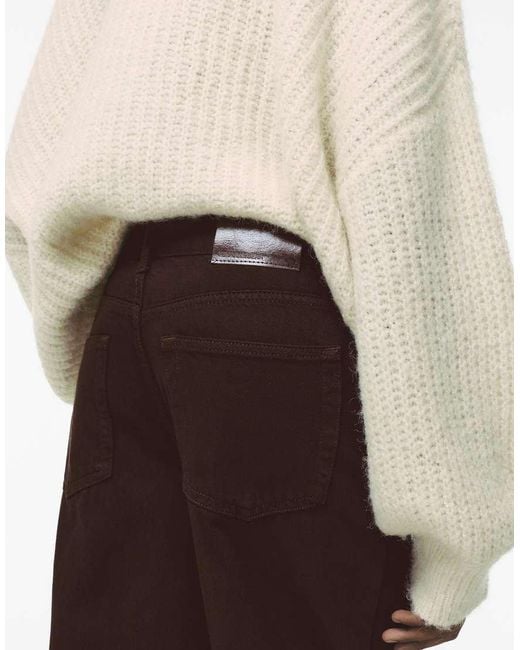 Pull&Bear White Wide Leg Jeans With Crossover Waistband