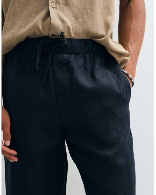 ARKET Blue Pure Linen Trouser for men
