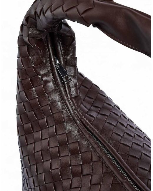 NA-KD Brown Woven Rounded Tote Bag