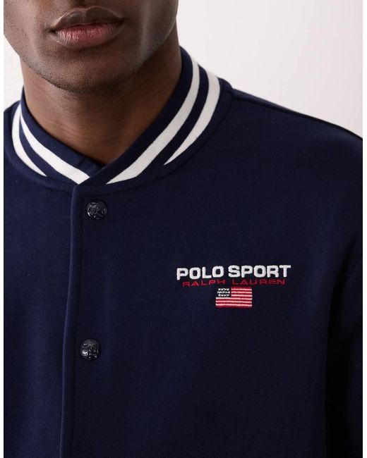 Polo Ralph Lauren Blue Sport Back Print Baseball Jacket for men