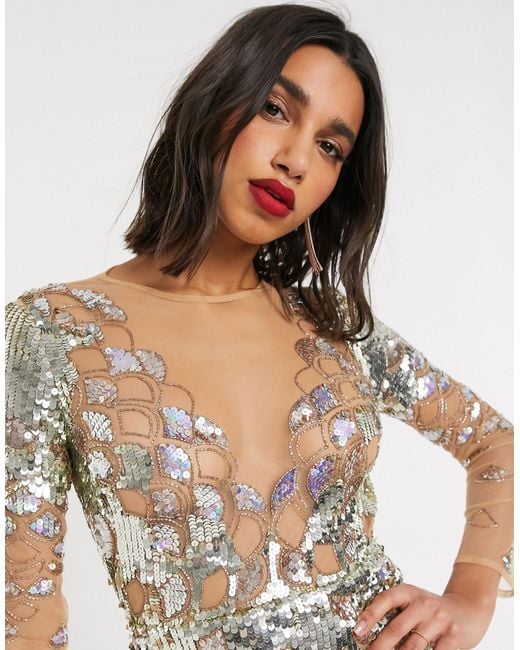 gold women's dress suit Zapakasa Women Sparkly Golden Pencil Midi Prom Suits with Sleeves Sequins 2  Piece Single Breasted Party Tuxedo with Pockets