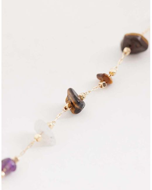 ASOS Natural Dainty Chain Bracelet With Multi-coloured Chipping Detail