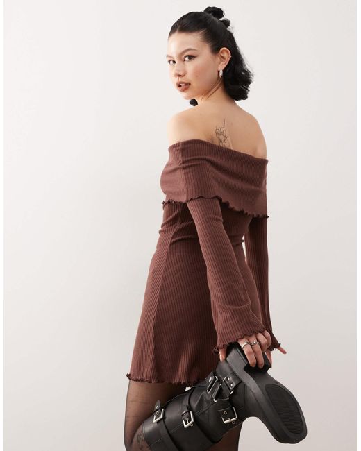 Collusion Brown – geripptes minikleid