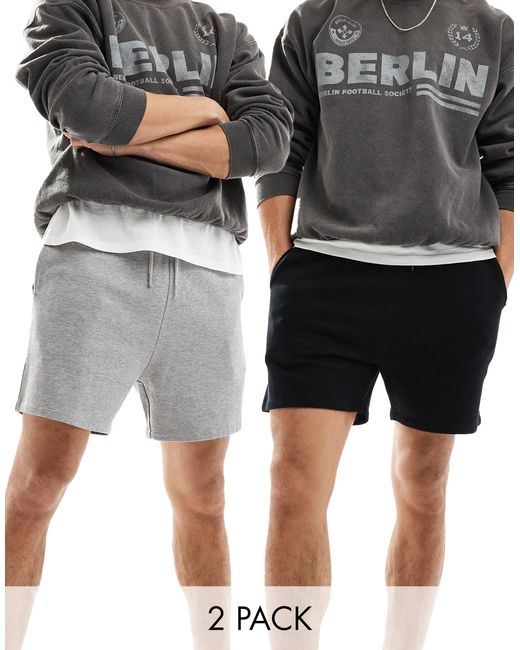 ASOS Gray 2 Pack Shorter Length Slim Shorts for men