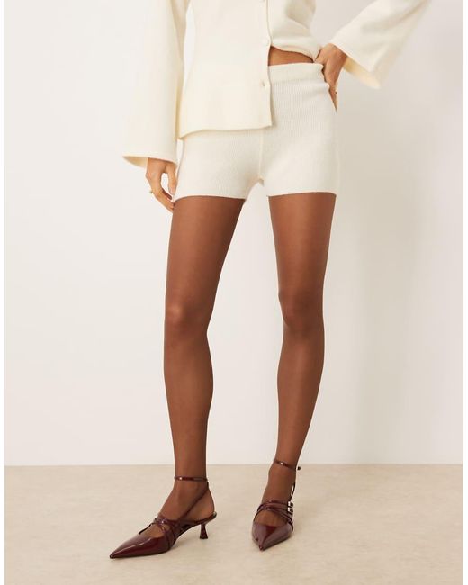 Pretty Lavish Natural Knitted Mini Shorts