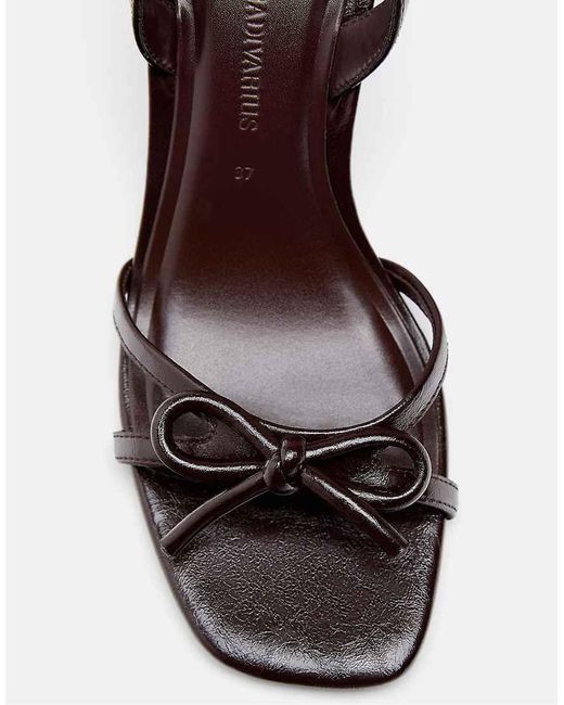 Stradivarius White Heeled Leather Effect Sandals