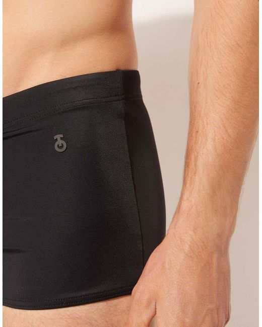 Calzedonia Black Boxer-Style Swim Shorts Panama for men