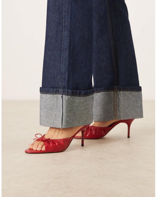 Mango Blue Bow Detail Heeled Slingback Sandal