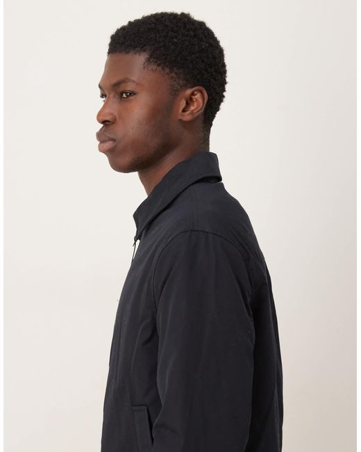 Mango Blue Cotton Mix Harrington Jacket for men