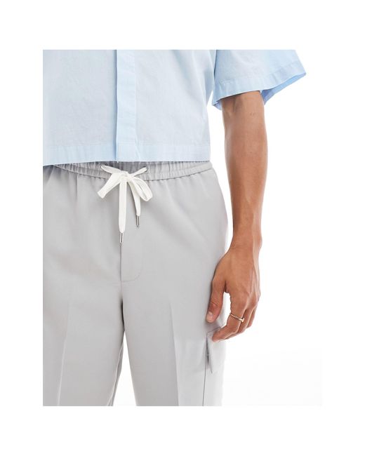 Pantalon élégant coupe cargo ample à enfiler ASOS pour homme en coloris White