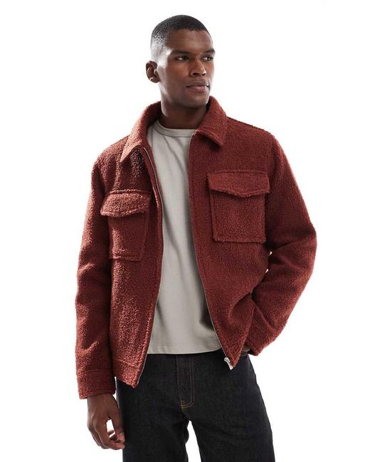New Look Red Boucle Jacket for men