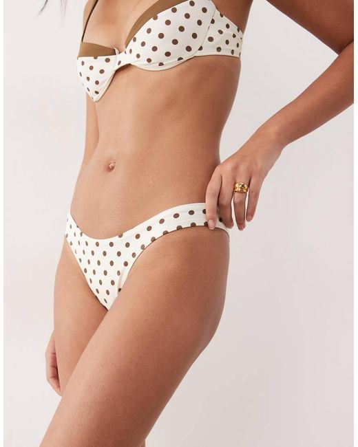 Free Society White Polka Dot High Leg Bikini Bottom