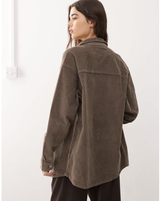 Noisy May Brown Oversized Cord Shirt
