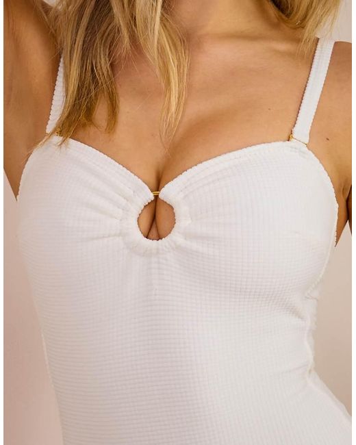 Wolf & Whistle Brown X Maia Andrews Ring Front Crinkle Swimsuit