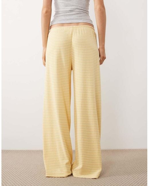Gina Tricot Natural Supersoft Jersey Wide Leg Trousers With Drawstring Waist