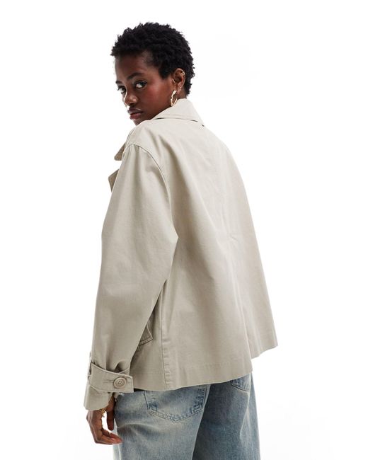 Monki White Short Trench Coat