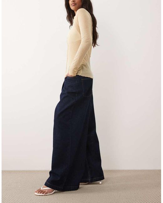 ASOS Blue Wide Leg Jean With Pleat Detail