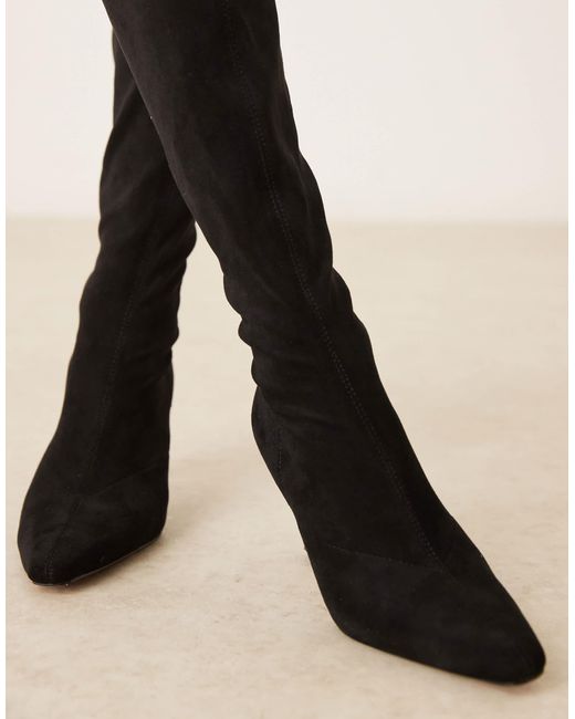 ASOS Black Caitlin Heeled Sock Knee Boots