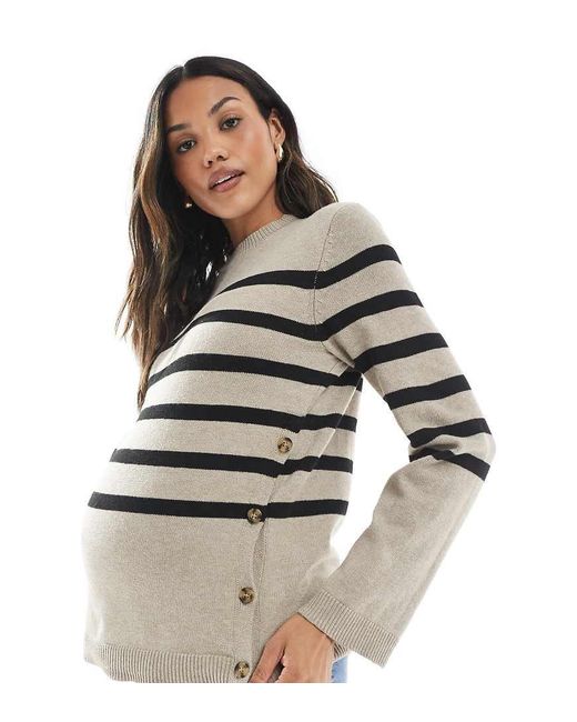 Mama.licious Gray Mamalicious Knitted Jumper With Button Side Nursing Function