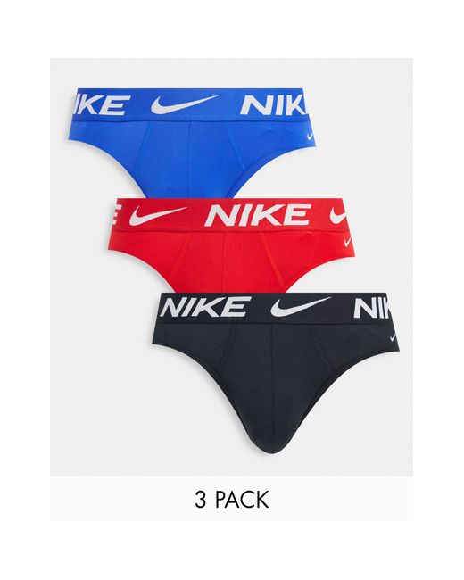 Pack de 3 calzoncillos negros, azules y rojos de microfibra de -Multicolor Nike de hombre de color Red
