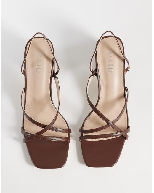 Raid Metallic Aspyn Strappy Heeled Block Sandals
