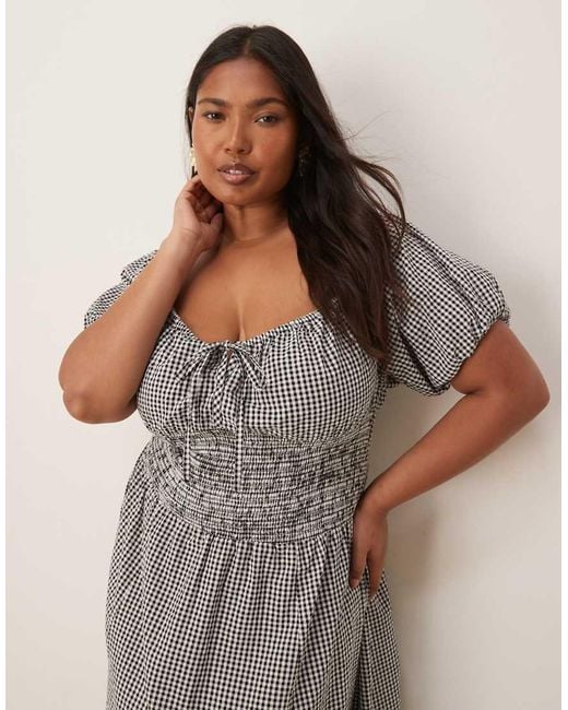 Esmee Curve Gray Exclusive Puff Sleeve Tie Front Maxi Beach Dress
