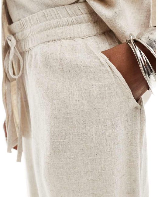 Noisy May White Loose Fit Linen Mix Trouser Co-ord