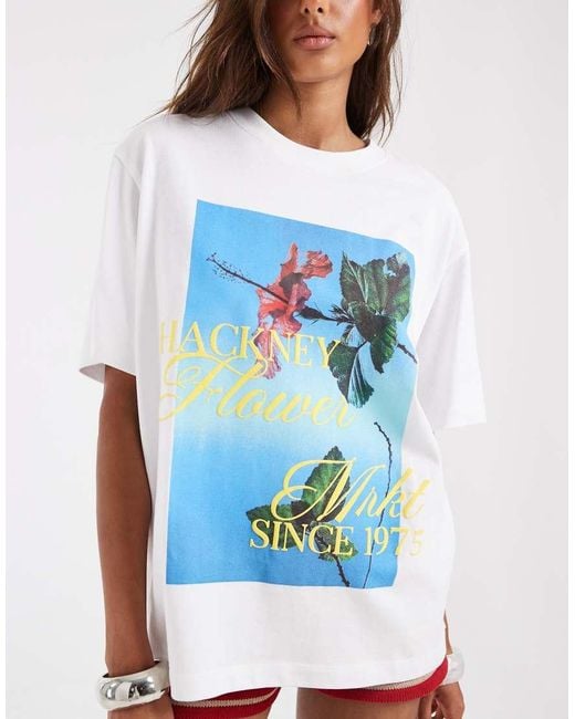 ASOS Blue Oversized T-shirt With Hackney Flower Graphic