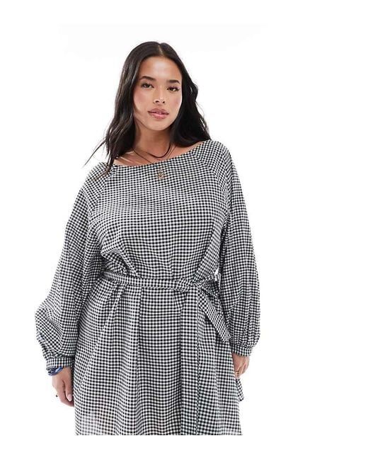 Esmee Curve Gray Exclusive Three Quarter Sleeve Mini Beach Dress