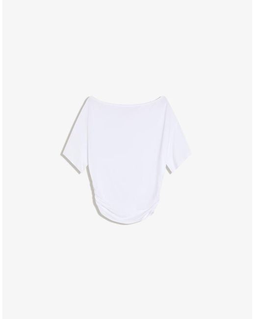 Bershka White Asymmetric Print Short Sleeve T-shirt