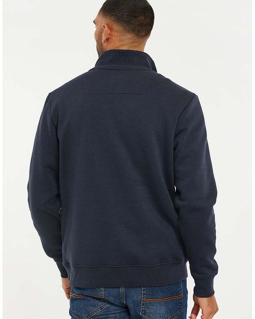 Threadbare Blue Quarter Zip Sweatshirt for men
