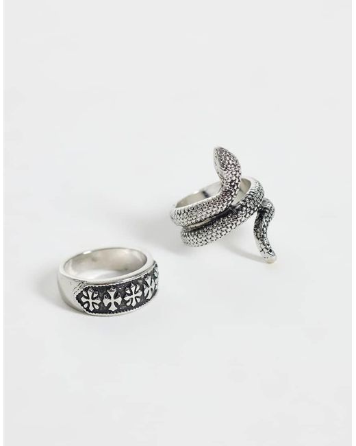 Reclaimed Vintage White Snake 2 Multi Ring Pack