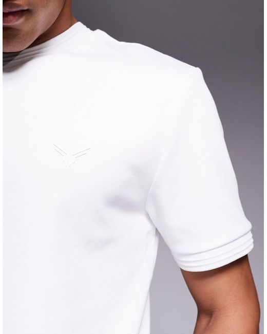 River Island White Slim Fit Scuba T-shirt for men