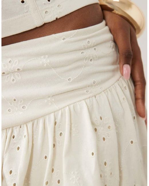 ASOS Natural Co-Ord Broderie Puffball Mini Skirt