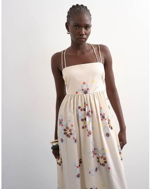 TOPSHOP White Poplin Strappy Back Volume Maxi Sundress