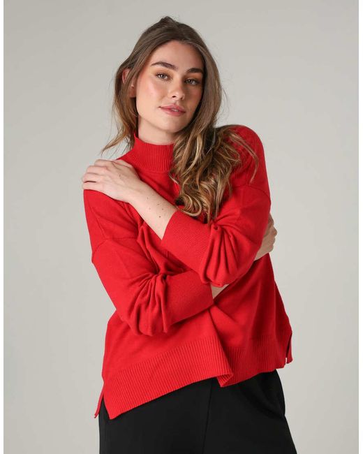 French Connection Red High Neck Cosy Long Sleeve Jumper