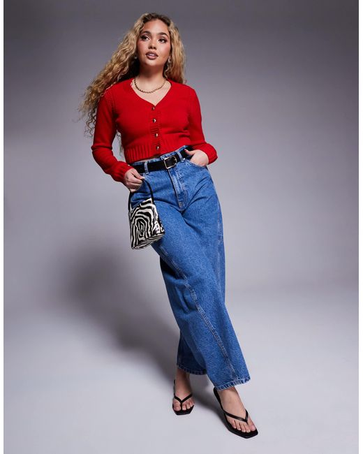 River Island Red – kurze strickjacke